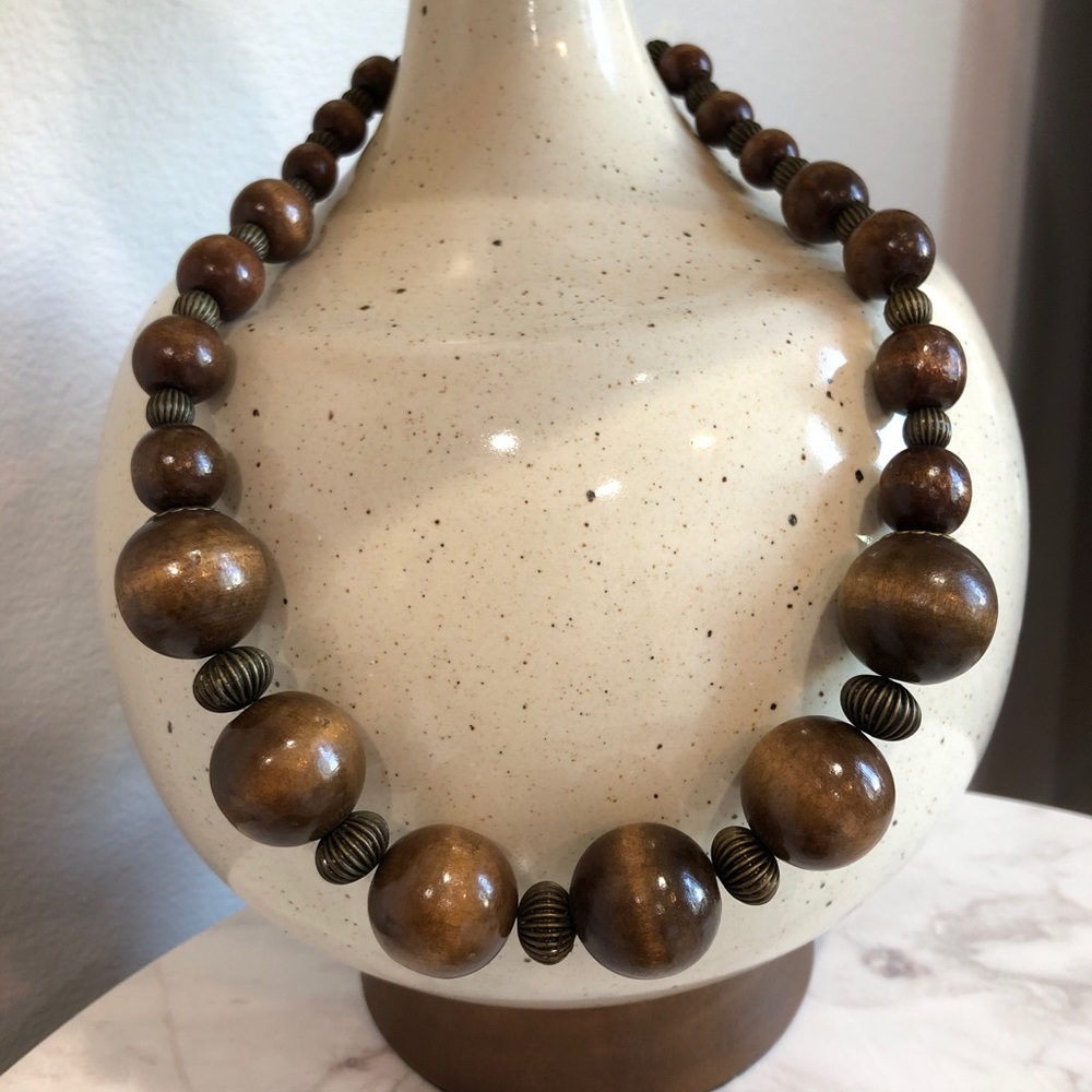 Brown Wooden Bead Necklace
